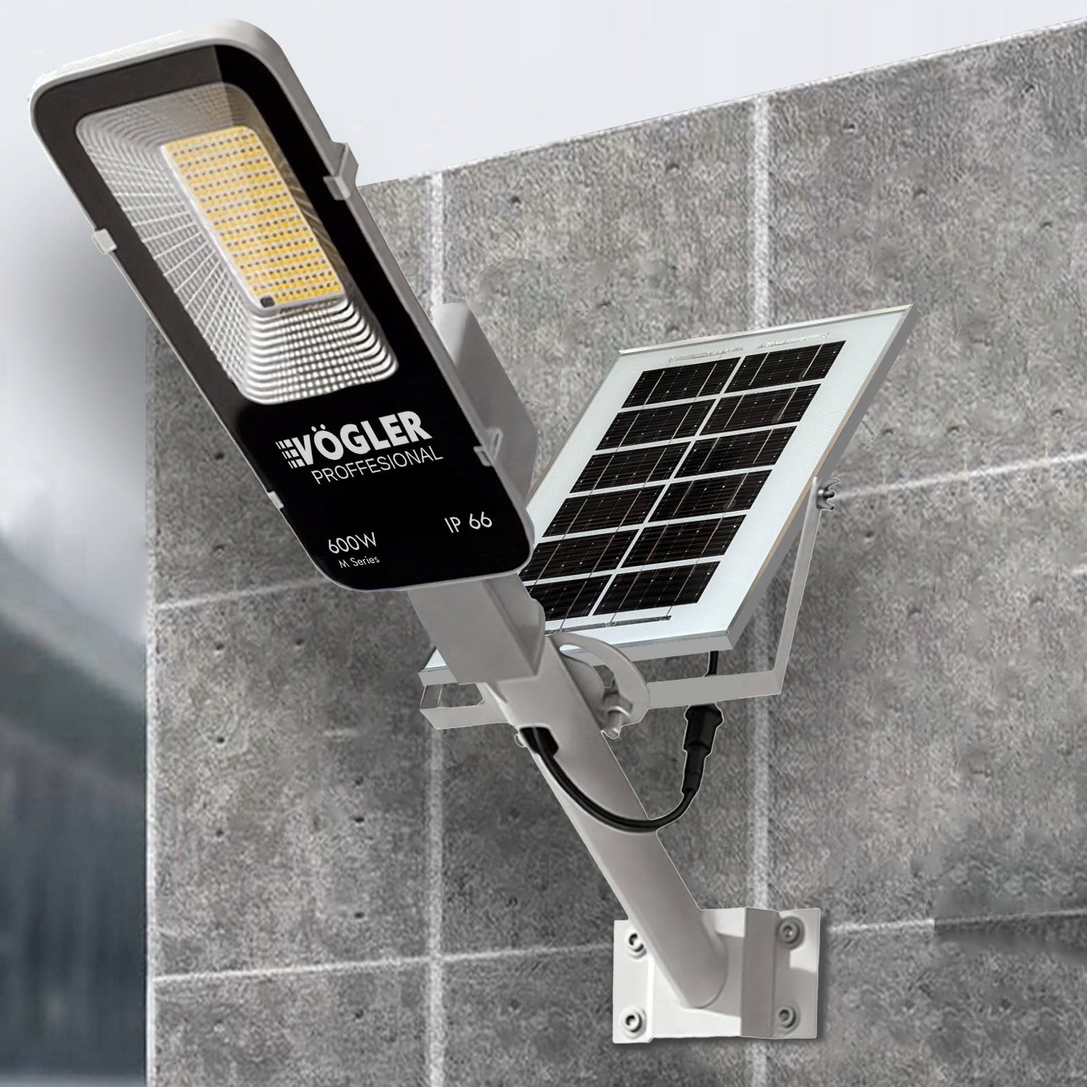 Lampă solară puternică, senzor crepuscular, telecomandă, Vögler Professional 600W