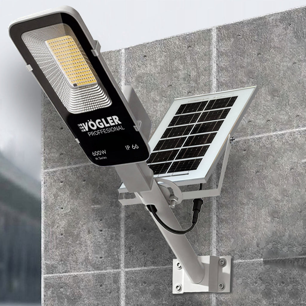 Lampă solară puternică, senzor crepuscular, telecomandă, Vögler Professional 600W