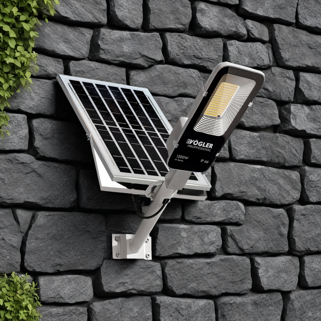 Lampă solară puternică, senzor crepuscular, telecomandă, Vögler Professional 1200W