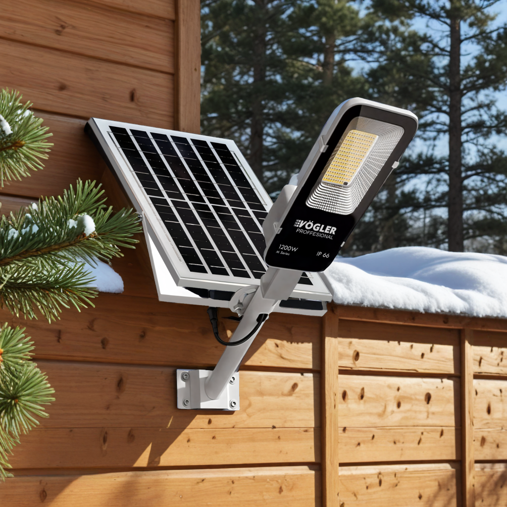Lampă solară puternică, senzor crepuscular, telecomandă, Vögler Professional 1200W