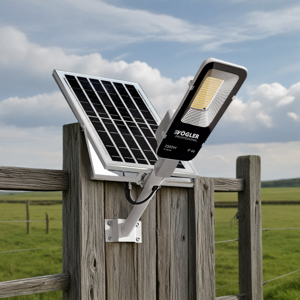 Lampă solară puternică, senzor crepuscular, telecomandă, Vögler Professional 600W