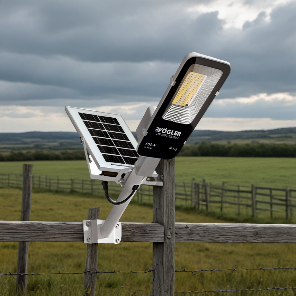 Lampă solară puternică, senzor crepuscular, telecomandă, Vögler Professional 600W
