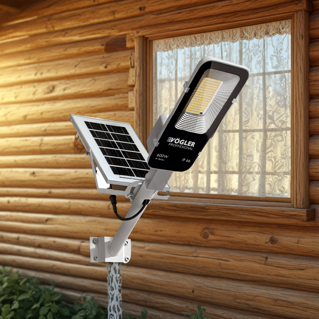 Lampă solară puternică, senzor crepuscular, telecomandă, Vögler Professional 600W