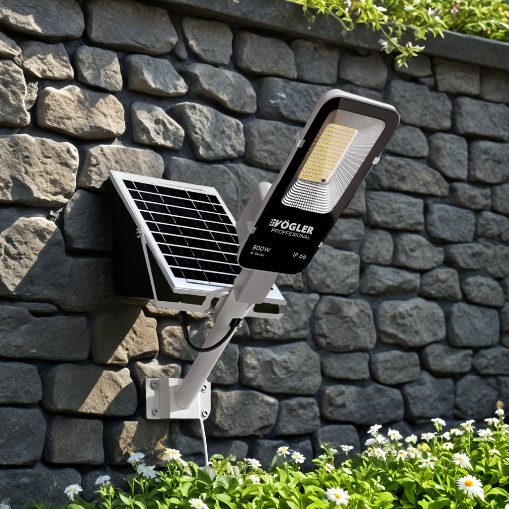Lampă solară puternică, senzor crepuscular, telecomandă, Vögler Professional 800W