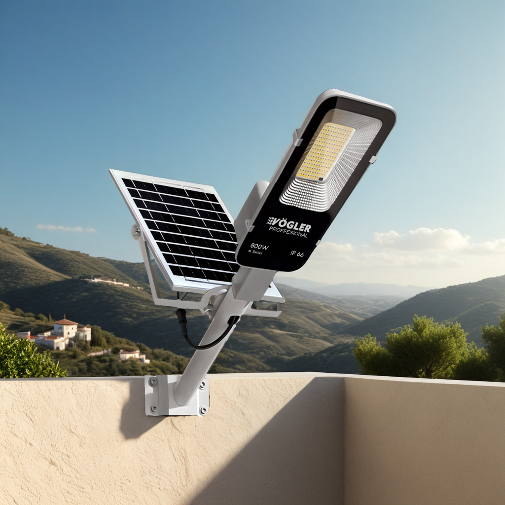 Lampă solară puternică, senzor crepuscular, telecomandă, Vögler Professional 800W