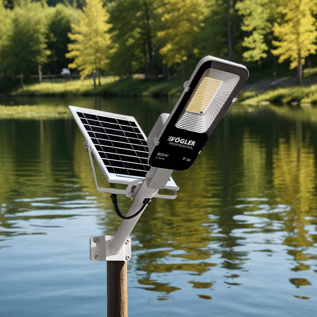 Lampă solară puternică, senzor crepuscular, telecomandă, Vögler Professional 800W
