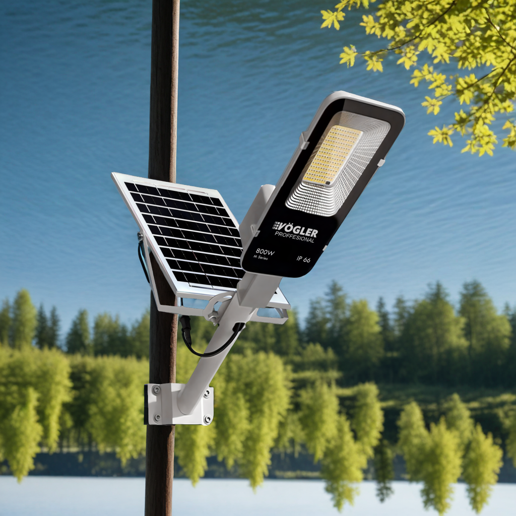 Lampă solară puternică, senzor crepuscular, telecomandă, Vögler Professional 800W