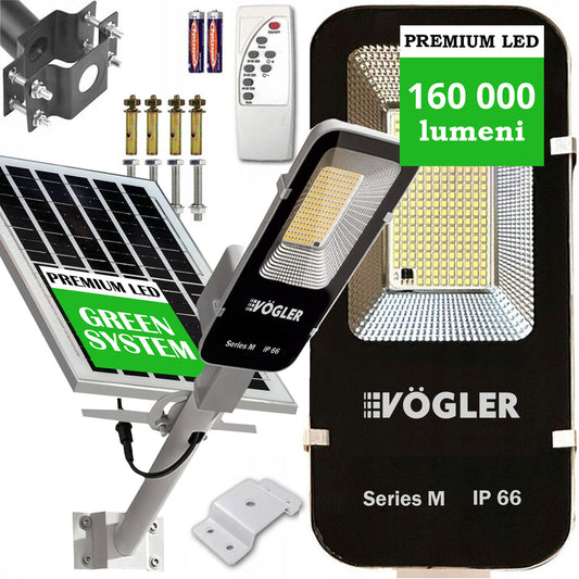 Lampă solară puternică, senzor crepuscular, telecomandă, Vögler Professional
