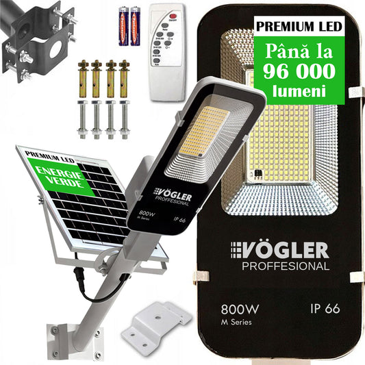 Lampă solară puternică, senzor crepuscular, telecomandă, Vögler Professional 800W