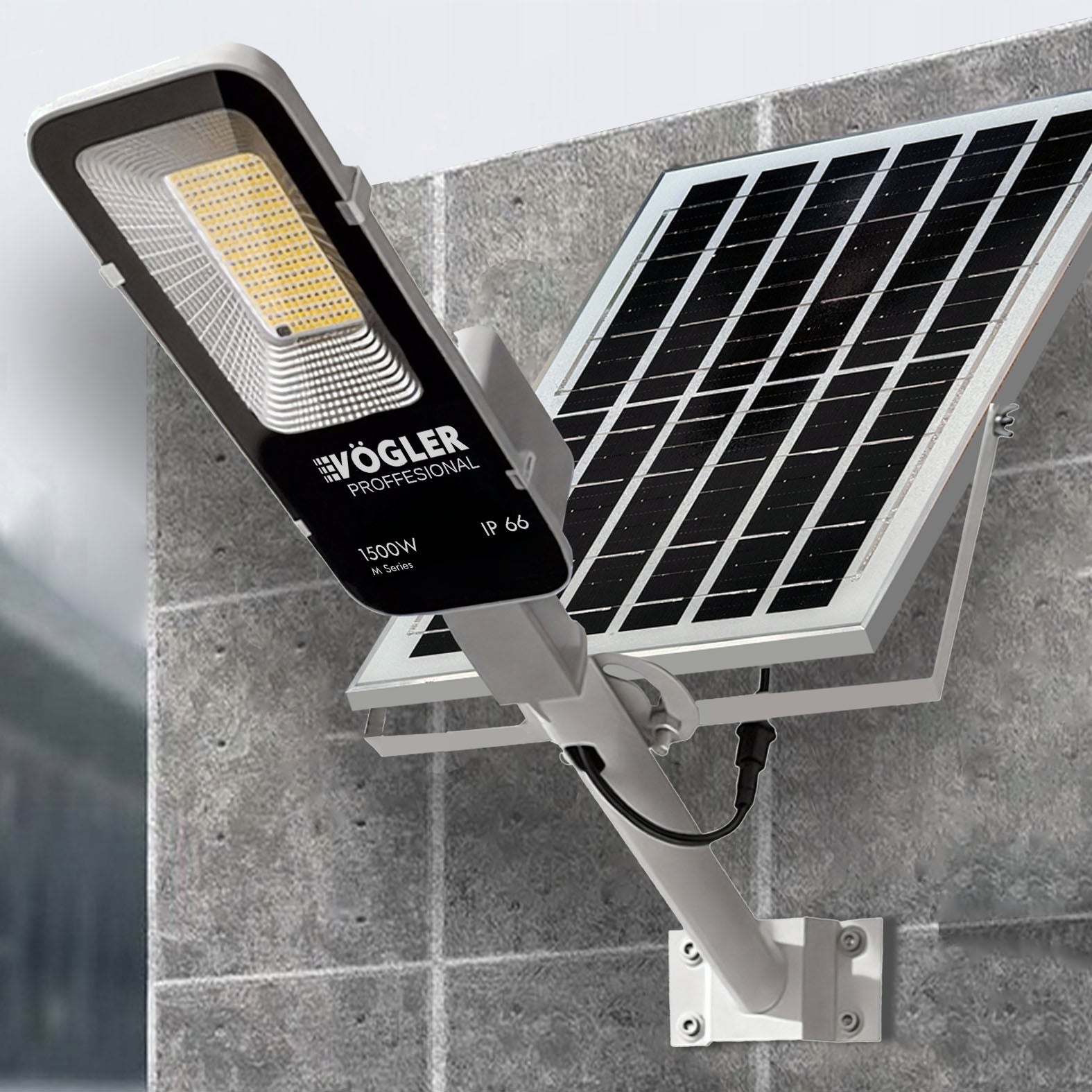 Lampă solară puternică, senzor crepuscular, telecomandă, Vögler Professional 1500W