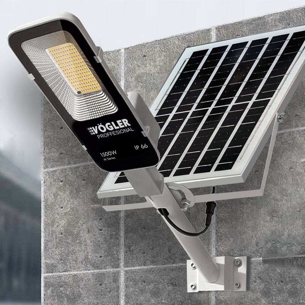 Lampă solară puternică, senzor crepuscular, telecomandă, Vögler Professional 1500W