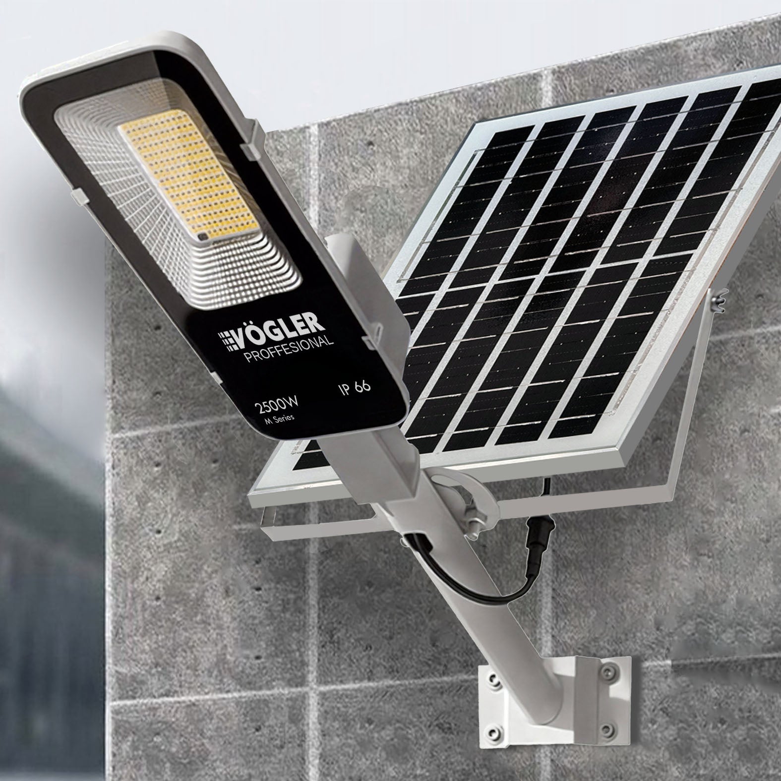 Lampă solară puternică, senzor crepuscular, telecomandă, Vögler Professional 2500W