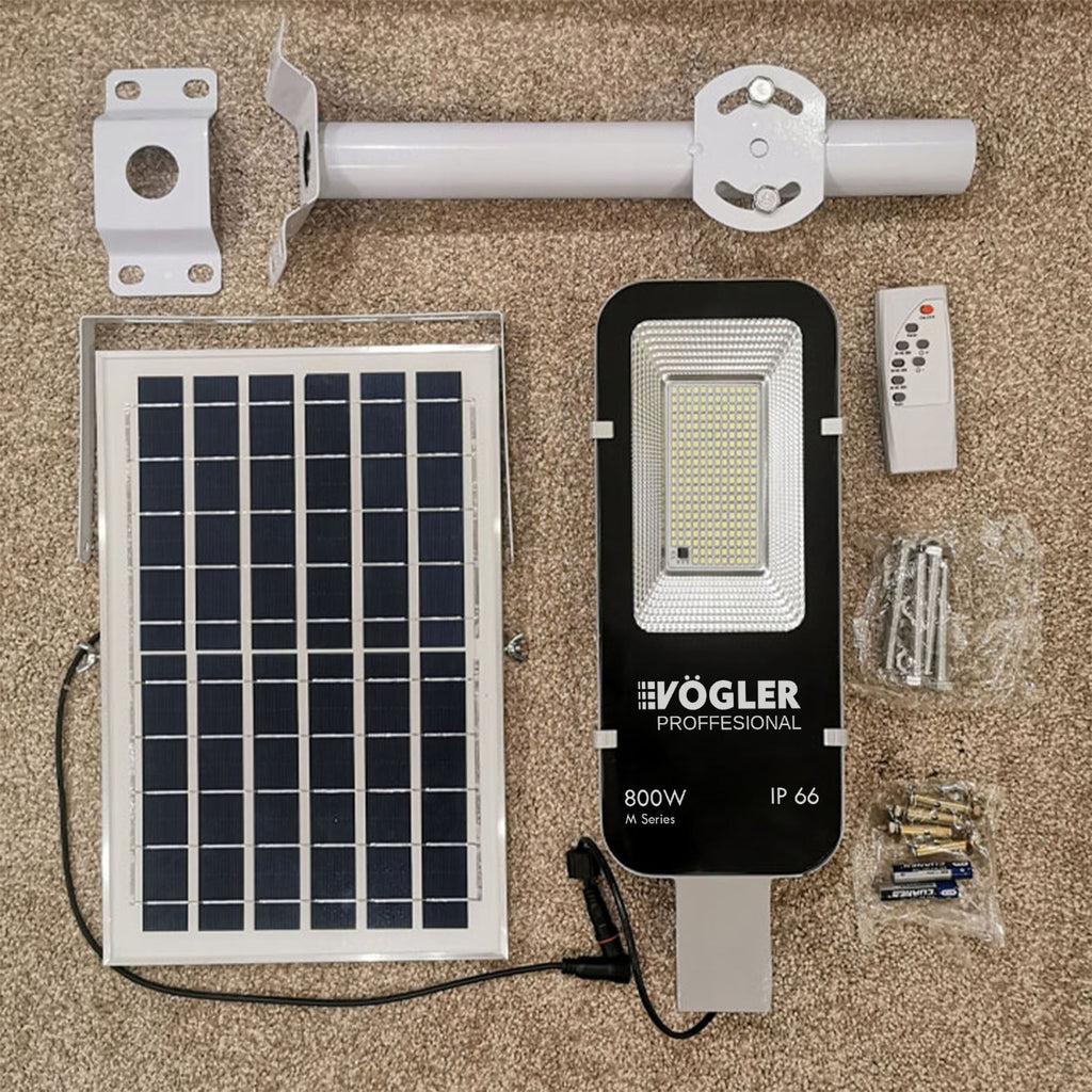 Lampă solară puternică, senzor crepuscular, telecomandă, Vögler Professional 800W