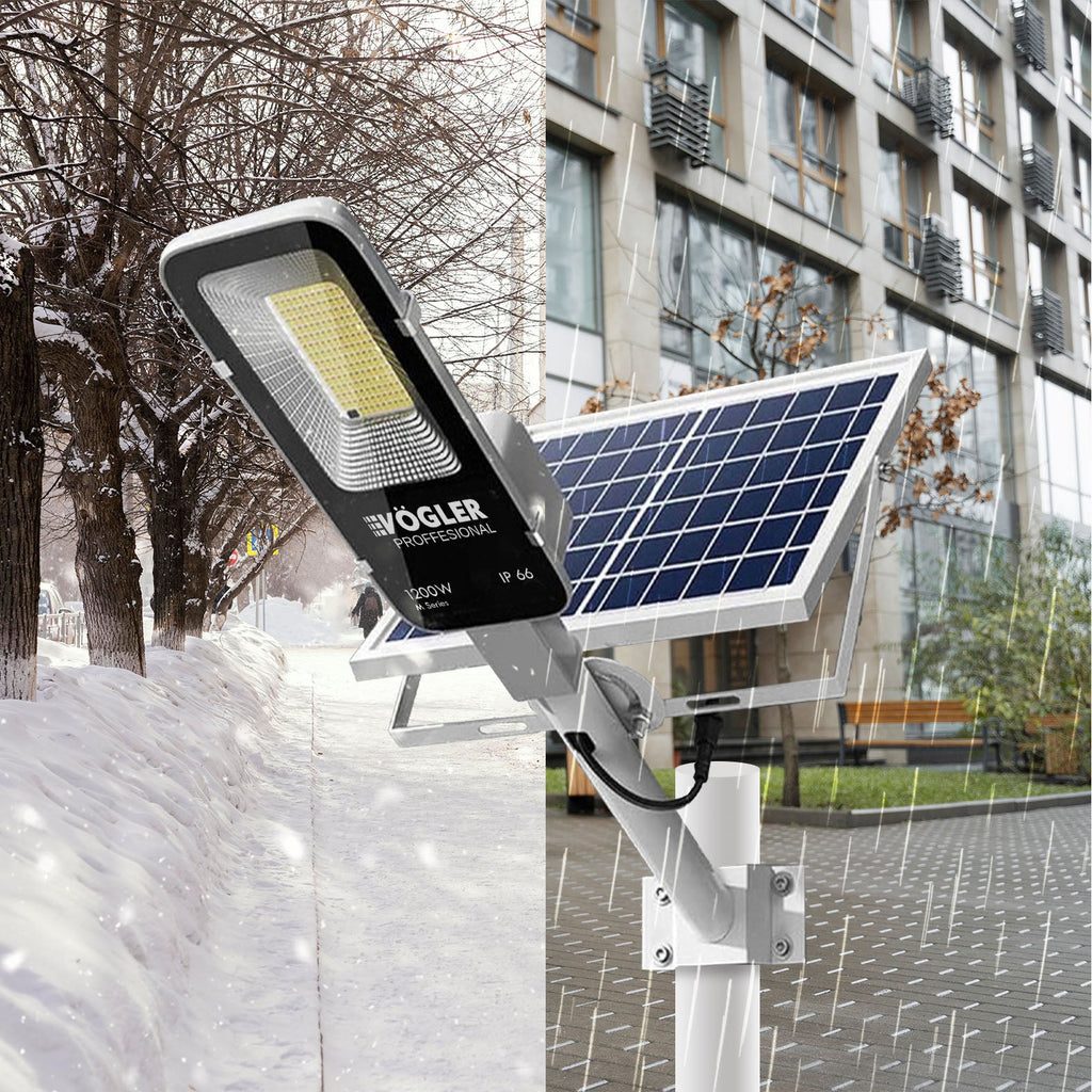Lampă solară puternică, senzor crepuscular, telecomandă, Vögler Professional 1200W