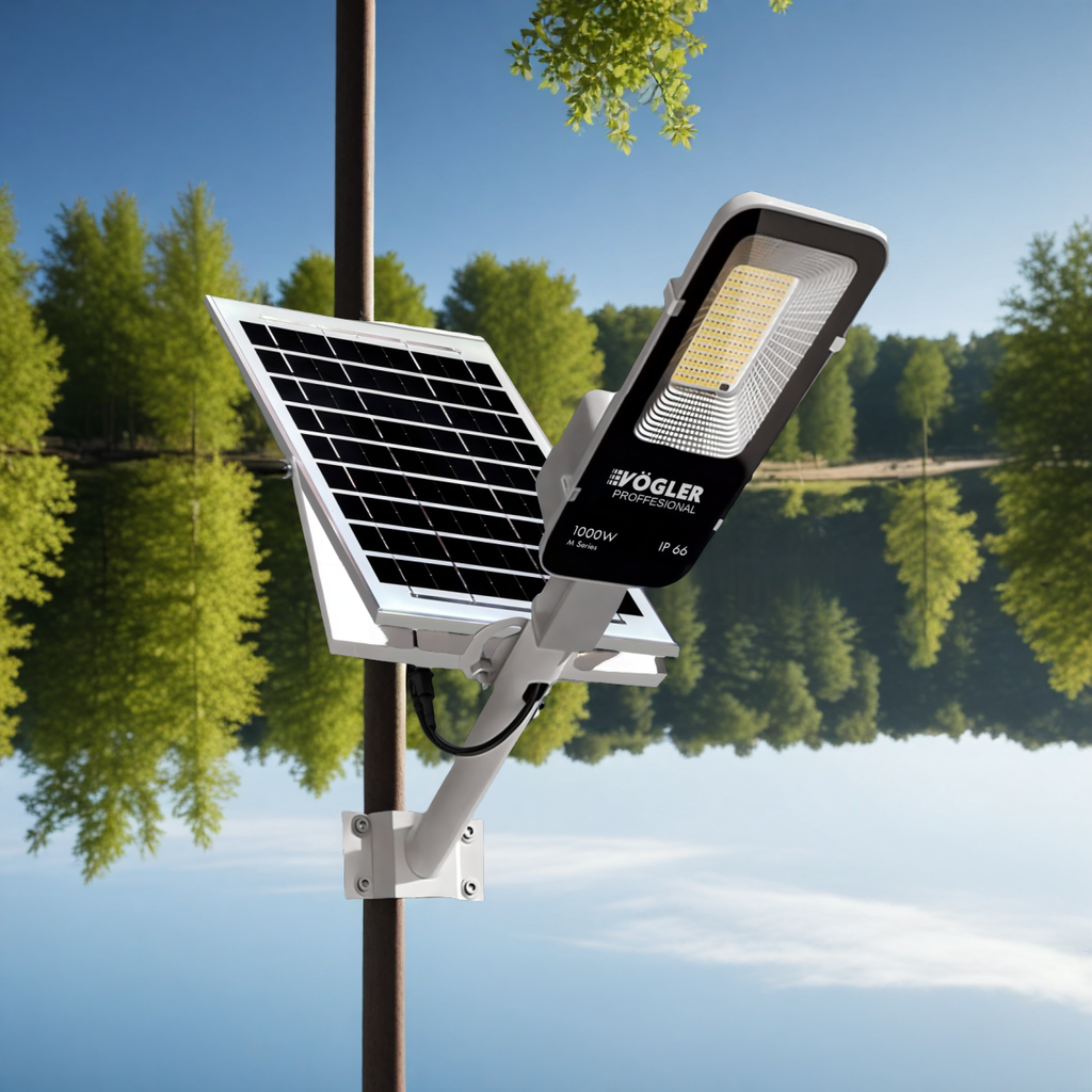 Lampă solară puternică, senzor crepuscular, telecomandă, Vögler Professional 1000W