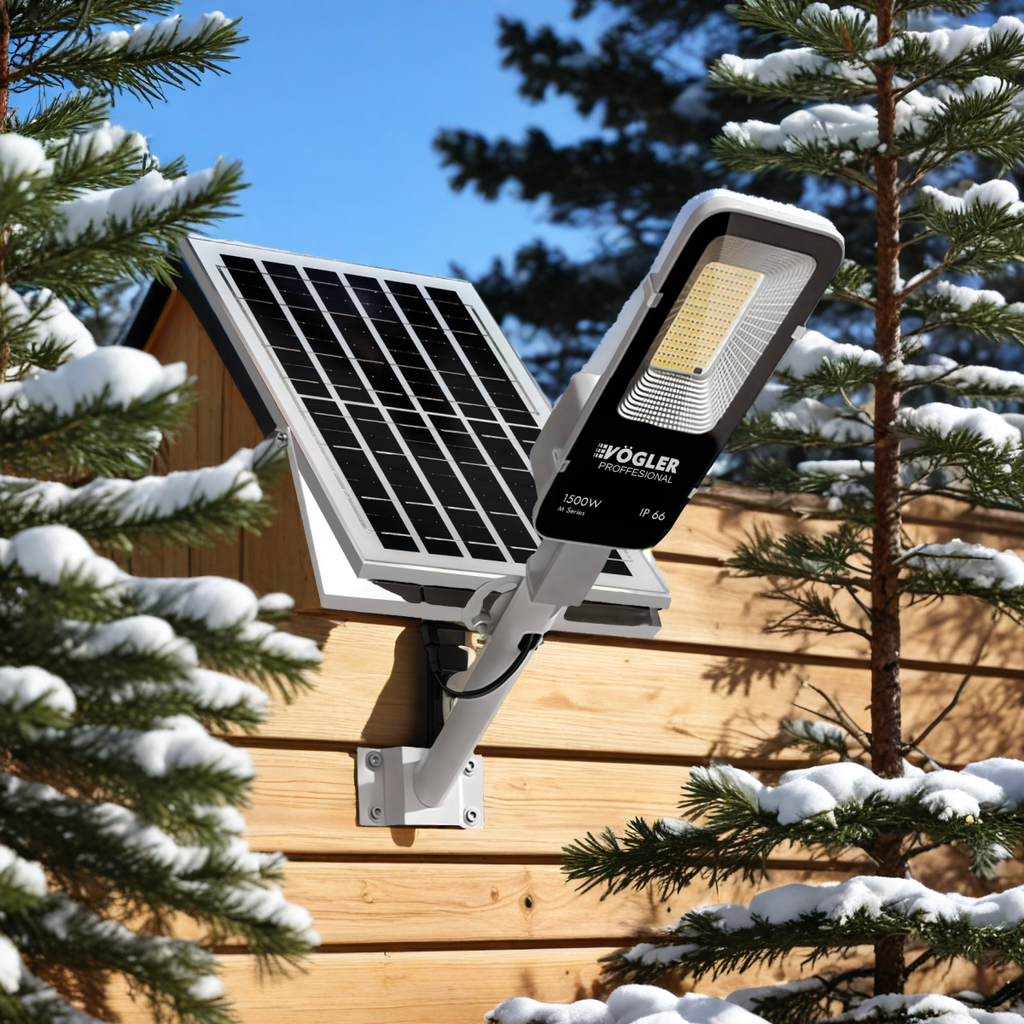 Lampă solară puternică, senzor crepuscular, telecomandă, Vögler Professional 1500W