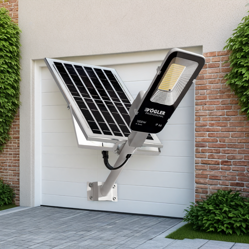 Lampă solară puternică, senzor crepuscular, telecomandă, Vögler Professional 1500W