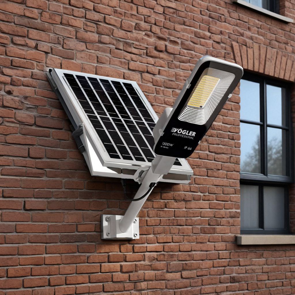 Lampă solară puternică, senzor crepuscular, telecomandă, Vögler Professional 1500W