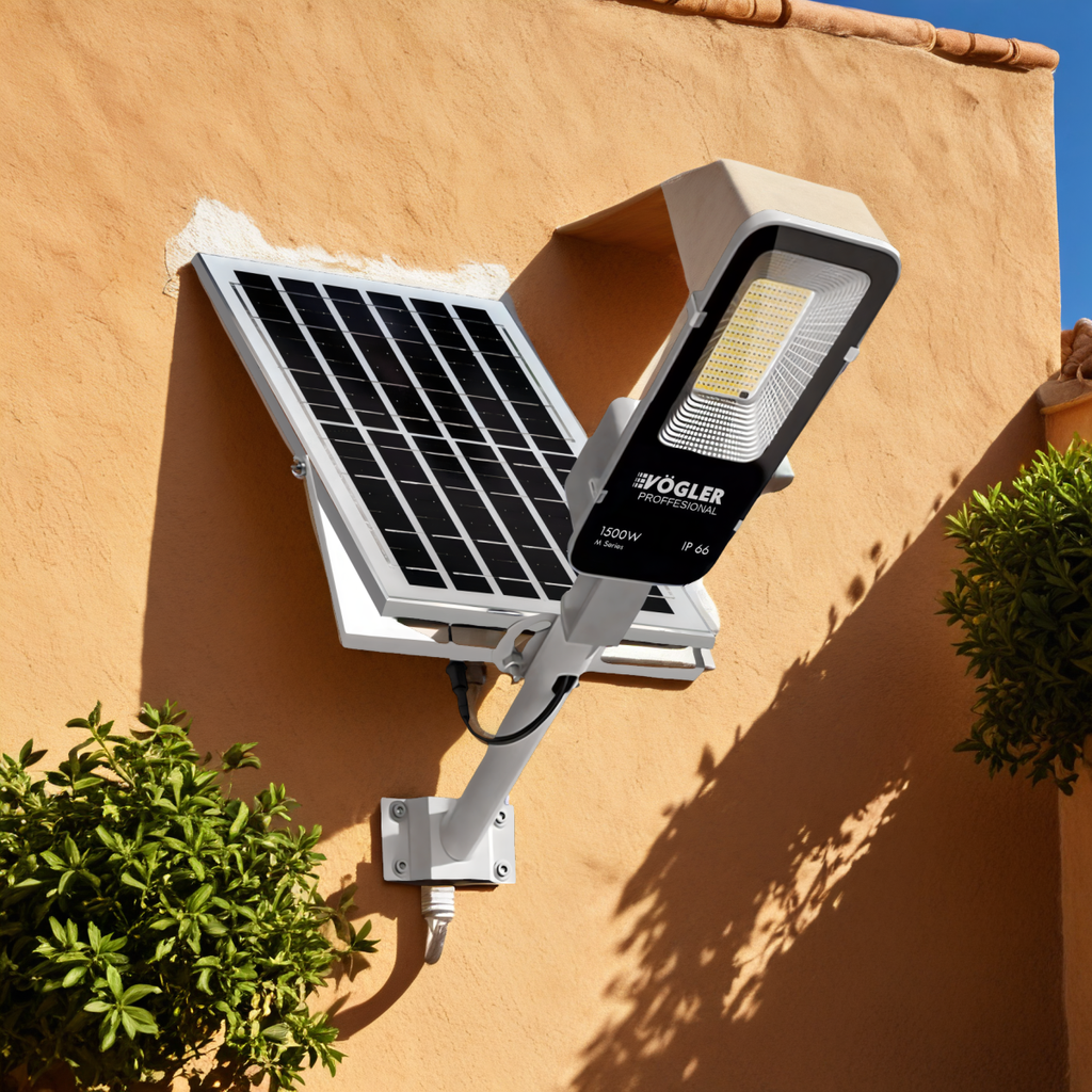 Lampă solară puternică, senzor crepuscular, telecomandă, Vögler Professional 1500W