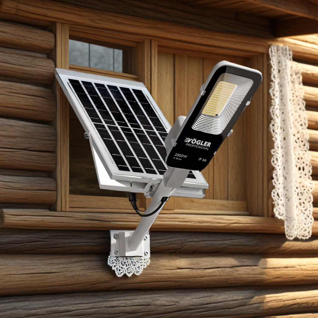 Lampă solară puternică, senzor crepuscular, telecomandă, Vögler Professional 2500W
