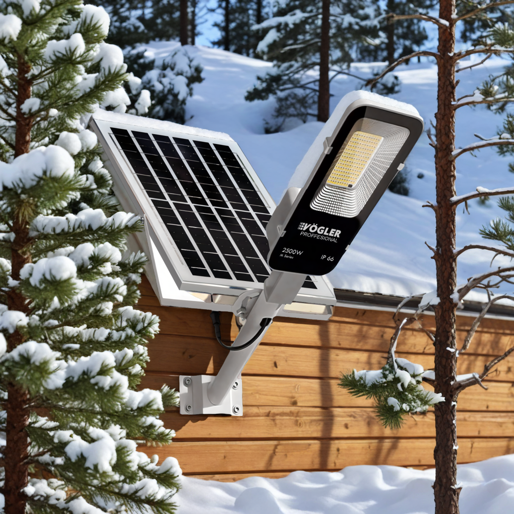 Lampă solară puternică, senzor crepuscular, telecomandă, Vögler Professional 2500W