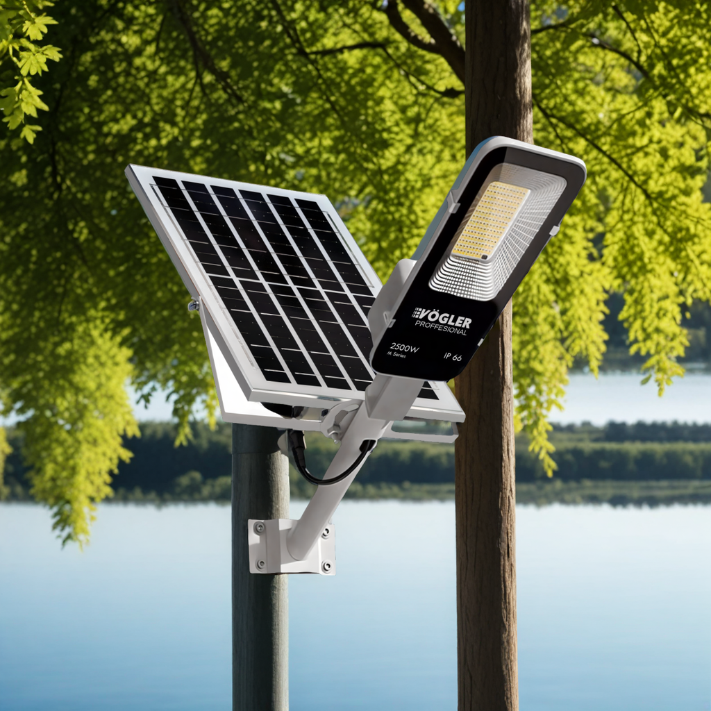 Lampă solară puternică, senzor crepuscular, telecomandă, Vögler Professional 2500W