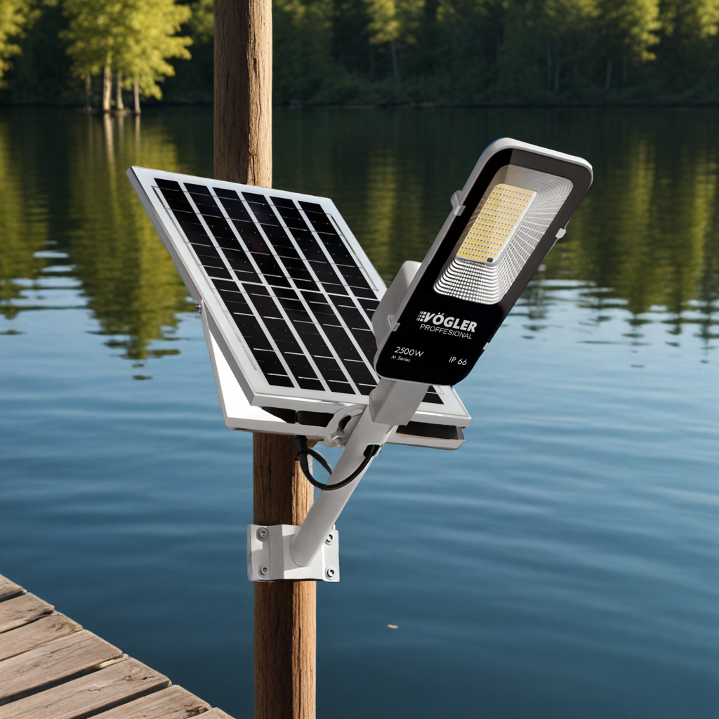 Lampă solară puternică, senzor crepuscular, telecomandă, Vögler Professional 2500W